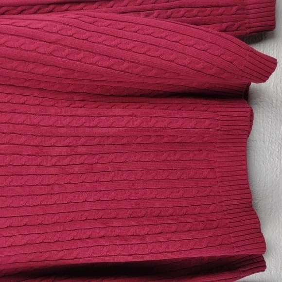 Consensus Sportswear Burgundy Cable Knit  Crewneck Long Sleeve Pullover Sweater - Picture 8 of 10